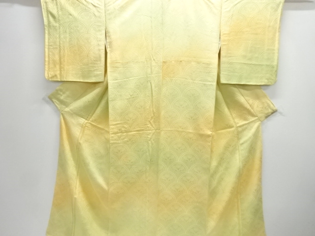 JAPANESE KIMONO / TSUKESAGE IROMUJI / SILK / WOVEN FLWOERS & SEIGAIHA / BOKASHI